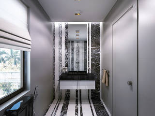 Bathrooms. USA, KAPRANDESIGN KAPRANDESIGN Ванная комната в эклектичном стиле Мрамор Черный