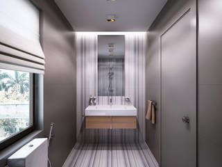 Bathrooms. USA, KAPRANDESIGN KAPRANDESIGN Ванная комната в эклектичном стиле Плитка Коричневый