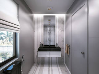 Bathrooms. USA, KAPRANDESIGN KAPRANDESIGN Casas de banho ecléticas Pedra Cinzento