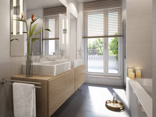 Wohnungen Bauträger 3D-Visualisierung, winhard 3D winhard 3D Modern bathroom