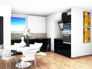 Vue en 3D de futur d'appartements , D.DESIGN D.DESIGN Kitchen