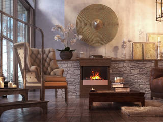 living room (winter), Дмитрий Каючкин Дмитрий Каючкин Rustic style living room