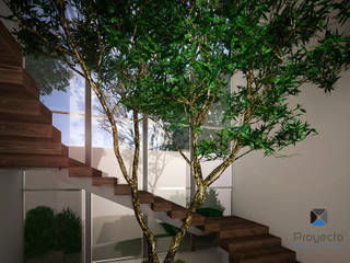 Proyecto Arquitectónico " Casa XC03" , PORTO Arquitectura + Diseño de Interiores PORTO Arquitectura + Diseño de Interiores Modern corridor, hallway & stairs