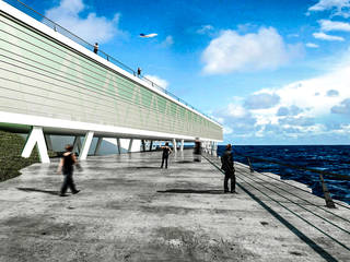 Centro Cultural en Bahia Playa Chica, Estudio 26 Estudio 26 Modern balcony, veranda & terrace