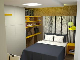 Quarto Casal Jovem, Duecad - Arquitetura e Interiores Duecad - Arquitetura e Interiores Спальня в эклектичном стиле