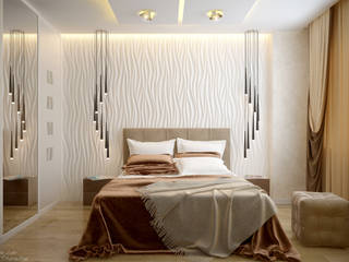 Дизайн спальни в современном стиле в ЖК "Солнечный", Студия интерьерного дизайна happy.design Студия интерьерного дизайна happy.design Modern style bedroom