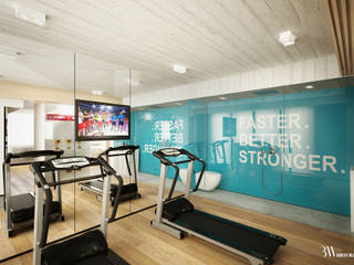 Fitness, Bartek Włodarczyk Architekt Bartek Włodarczyk Architekt Moderner Fitnessraum