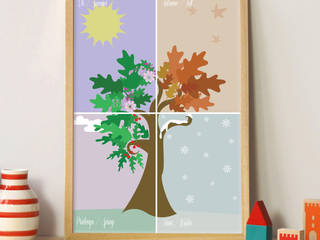 Affiche A3 "les 4 saisons", P'tite fouine and co P'tite fouine and co Chambre d'enfant originale Papier