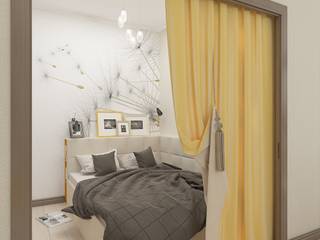 Как превратить однокомнатную квартиру в двухкомнатную, Марина Геба, дизайнер интерьера Одесса Марина Геба, дизайнер интерьера Одесса Minimalist bedroom