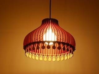 NGR 木製ランプシェード ペンダントライト, ナカオランプ ナカオランプ 玄関＆廊下＆階段照明 合板（ベニヤ板） 赤色
