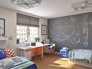 Детская комната с грифельной стеной, IdeasMarket IdeasMarket Eclectic style nursery/kids room MDF