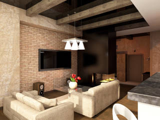 Теплая квартира, Студия Интерьерных Решений Десапт Студия Интерьерных Решений Десапт Industrial style living room