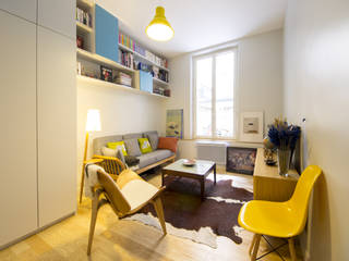 François - Appartement de 35 m2 optimisé, Batiik Studio Batiik Studio モダンデザインの リビング