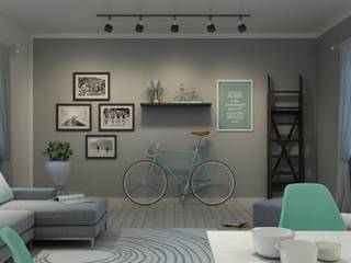 Living of a cycling lover, Elisabetta Goso >architect & 3d visualizer< Elisabetta Goso >architect & 3d visualizer< Living room