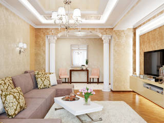 Элегантный интерьер для прихожей и гостиной, Студия дизайна ROMANIUK DESIGN Студия дизайна ROMANIUK DESIGN Salas de estar modernas