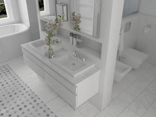 Un salon d'eau en Marbre de Carrare, Architecture du bain Architecture du bain Salle de bain classique Marbre Blanc