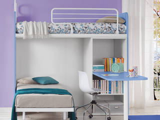 'Genio I' bunk bed with writing desk by Corazzin homify Moderne Kinderzimmer Holz Mehrfarbig Betten und Krippen