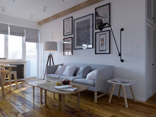 Гостиная с акцентом на пол, Elena Arsentyeva Elena Arsentyeva Scandinavian style living room Wood Wood effect