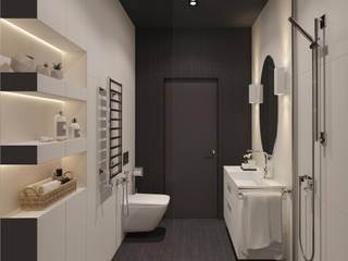 Визуализация ванной комнаты., Aleksandra Kostyuchkova Aleksandra Kostyuchkova Minimalistische Badezimmer