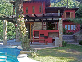 Casa Gávea, Maria Claudia Faro Maria Claudia Faro 일세대용 주택 돌 빨강