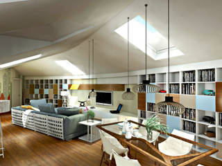 Progetto per la ristrutturazione di un grande attico con terrazzo pertinenziale, Studio di Architettura Tundo Studio di Architettura Tundo Living room