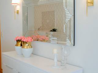 Brilho e Luz! - Decoração de sala de estar e jantar, White Glam White Glam モダンデザインの リビング