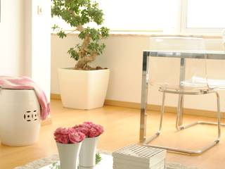 Pedaço de sol! - Decoração de sala de estar e jantar, White Glam White Glam Livings modernos: Ideas, imágenes y decoración