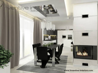 INVENTIVE INTERIORS - Klimatyczny dom w szarościach, Inventive Interiors Inventive Interiors Modern dining room