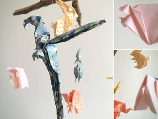 Mobile Celeste en origami, Little Cureuil Little Cureuil Moderne Kinderzimmer Papier Accessoires und Dekoration