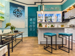 КАФЕ ДЕ ПАРИ, Tony House Interior Design & Decoration Tony House Interior Design & Decoration Mediterranean style kitchen Turquoise