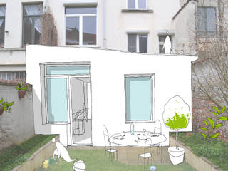 Extension d'une maison unifamiliale à Ixelles, Responsible Young Architects sprl Responsible Young Architects sprl モダンな 家 木 木目調