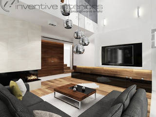 INVENTIVE INTERIORS – Dom z wysokim salonem, Inventive Interiors Inventive Interiors Moderne Wohnzimmer Holz Holznachbildung