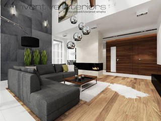 INVENTIVE INTERIORS – Dom z wysokim salonem, Inventive Interiors Inventive Interiors Modern living room Stone