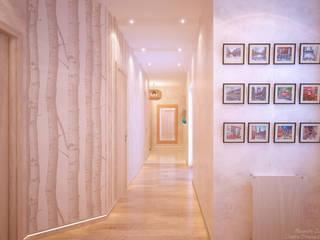 Дизайн прихожей в современном стиле по ул. Покрышкина, Студия интерьерного дизайна happy.design Студия интерьерного дизайна happy.design Modern corridor, hallway & stairs