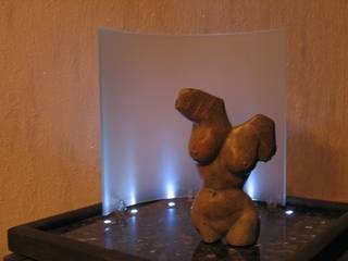 Skulptur Leuchte Speckstein Glas Granit, bymonika bymonika Salas de estar ecléticas