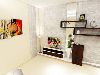 3 bedroom residential project Alkapuri, Hyderabad., colourschemeinteriors colourschemeinteriors Livings de estilo minimalista Contrachapado