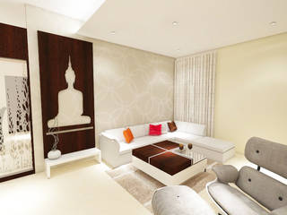 3 bedroom residential project Alkapuri, Hyderabad., colourschemeinteriors colourschemeinteriors ห้องนั่งเล่น