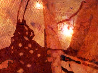 Roter Schmetterling - LED Leuchtbild, Originalgemälde auf Leinwand mit LEDs, 40 x 40cm, Acrylmalerei, rot, rosa, pink, magenta, Collage, Lichtgebilde Lichtgebilde Otros espacios