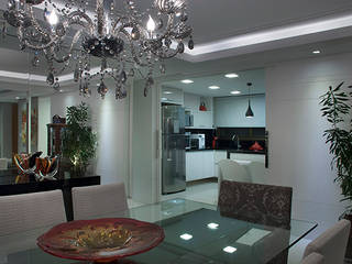 Cozinha Integrada a Sala de Estar e Jantar, Angela Ognibeni Arquitetura e Interiores Angela Ognibeni Arquitetura e Interiores Dapur Modern