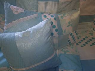 Patchworkdecke,mint,weiß, schneiderei jerke schneiderei jerke Eclectic style bedroom Cotton Turquoise