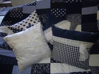 Patchworkdecke,blau,weiß, schneiderei jerke schneiderei jerke Eclectic style bedroom Cotton Blue
