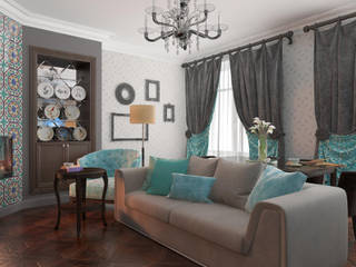 трехкомнатная квартира ул. Кирочная, Design interior OLGA MUDRYAKOVA Design interior OLGA MUDRYAKOVA Klassische Wohnzimmer