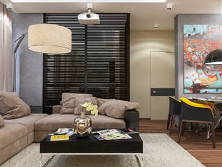 Дизайн интерьера квартиры однушки, INTERIERIUM INTERIERIUM Phòng khách phong cách tối giản