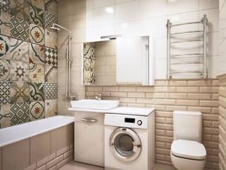 Студия в Новокосино, Pure Design Pure Design Ванная комната в скандинавском стиле Бежевый