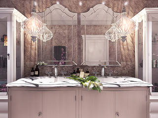Проект ванной комнаты при спальне в частном коттедже, Your royal design Your royal design クラシックスタイルの お風呂・バスルーム ブラウン