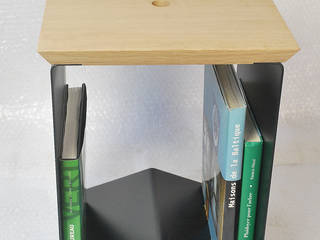 Tabouret "PROFIL" en chêne et acier massifs , Studio OPEN DESIGN Studio OPEN DESIGN Salas modernas Hierro/Acero Taburetes y sillas