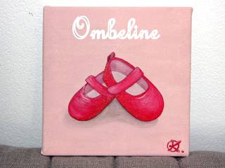 Toile carrée acrylique personnalisée : "Mes petites chaussures", l'atelier de kroll l'atelier de kroll Modern nursery/kids room Cotton Red