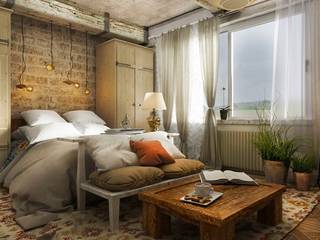 Dormitorio rústico, TC interior TC interior Rustic style bedroom Wood effect