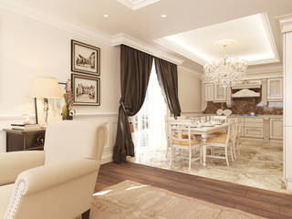 классическая гостиная , Ivantsov design studio Ivantsov design studio ห้องครัว