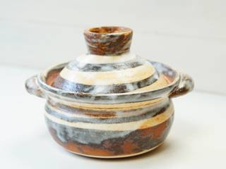 しましまのたっぷり一人用土鍋, 月下陶房 月下陶房 Eclectic style kitchen Pottery